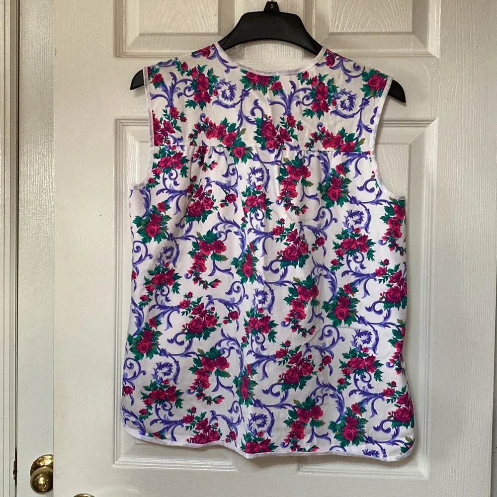 VTG 90’s Floral Print Roses Artist Art Smock Blouse Top - Picture 2 of 6